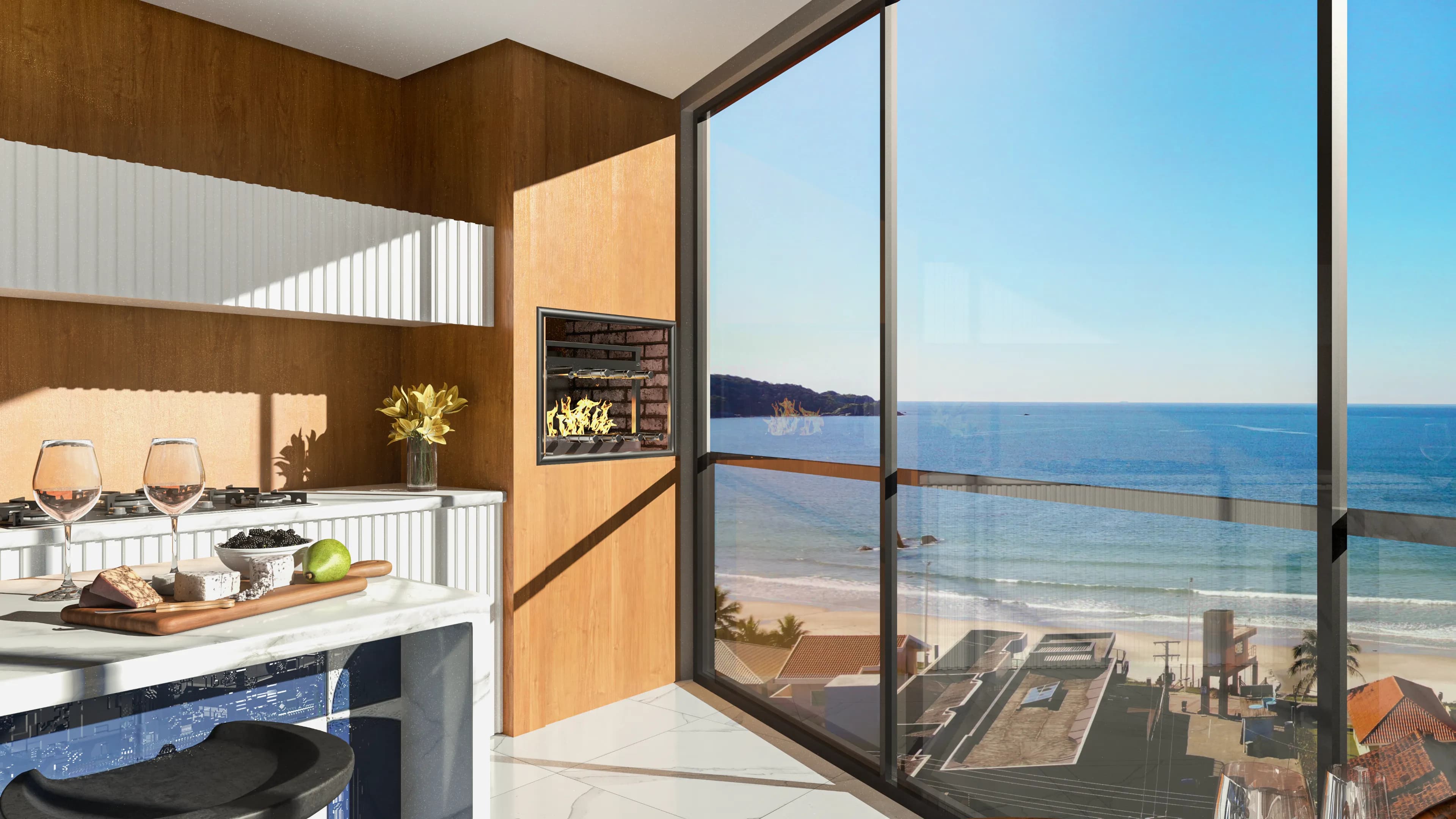 Living churrasqueira tipo 01